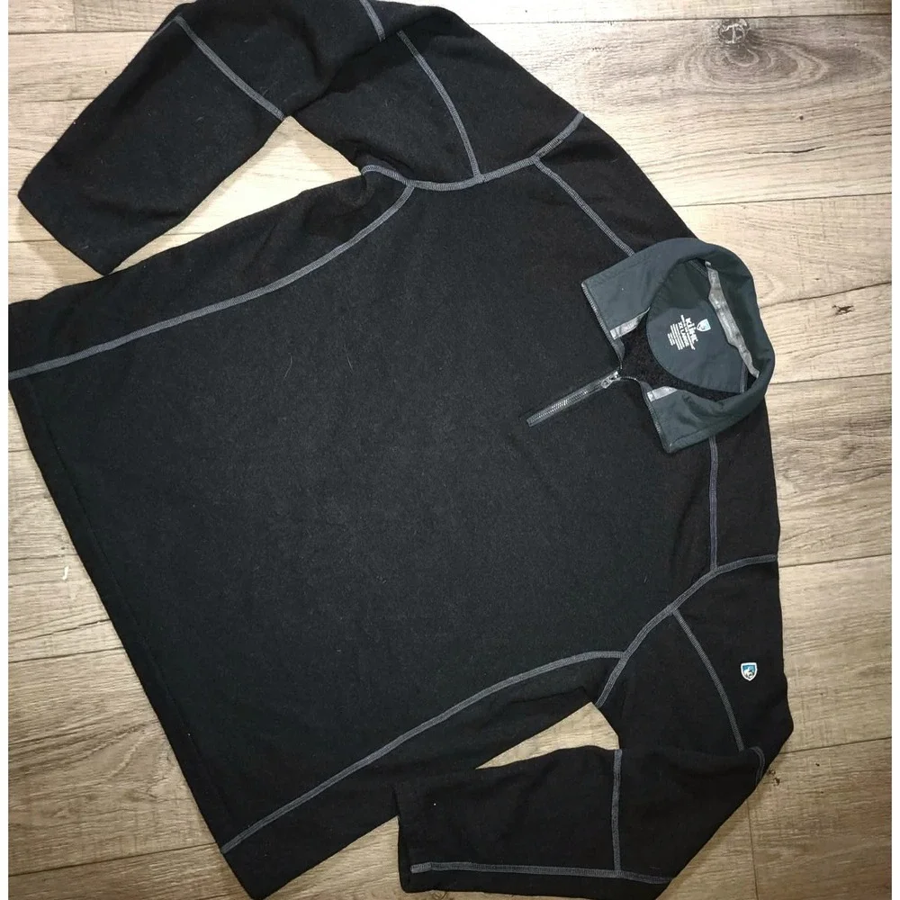 Kuhl Revel Mens XXL Black 1/4 Zip Performance‎ Fleece Pullover Sweater RN 108846